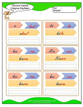 k sesi Grubu Çalışma Sayfaları